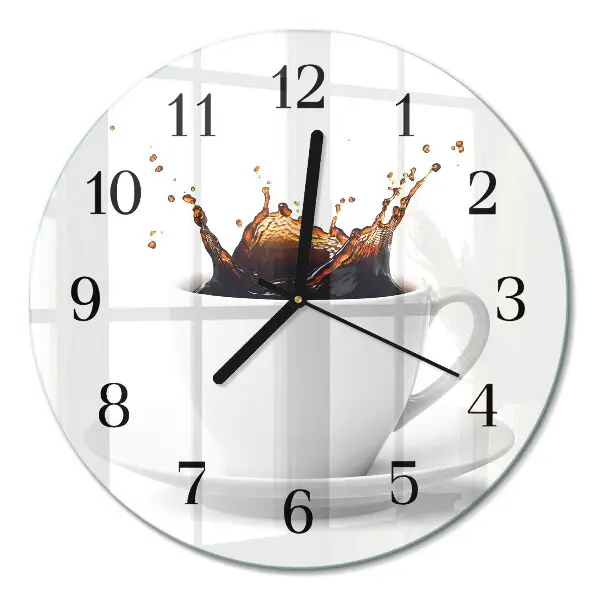 Wandklok glas decoratie rond Koffie