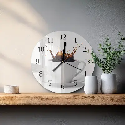Wandklok glas decoratie rond Koffie