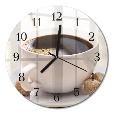 Wandklok glas decoratie rond Koffie