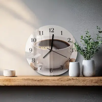 Wandklok glas decoratie rond Koffie