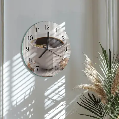 Wandklok glas decoratie rond Koffie