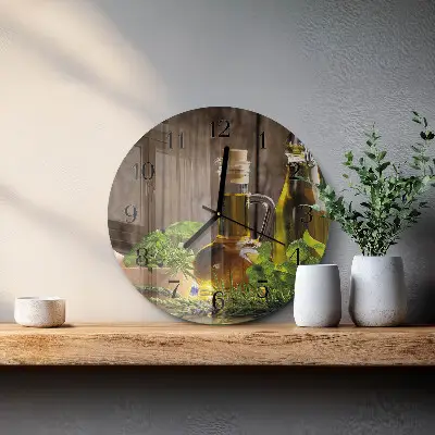 Ronde glazen wandklok Olie