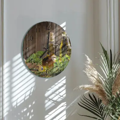 Ronde glazen wandklok Olie