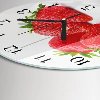 Ronde glazen wandklok Aardbeien