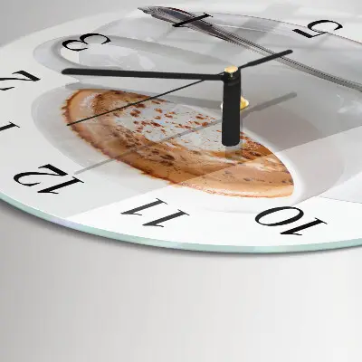 Ronde glazen wandklok Koffie