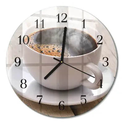Wandklok glas decoratie rond Koffie