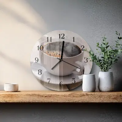 Wandklok glas decoratie rond Koffie
