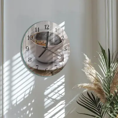 Wandklok glas decoratie rond Koffie