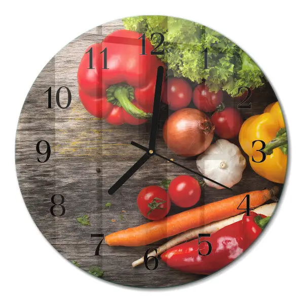 Wandklok glas decoratie rond Groenten