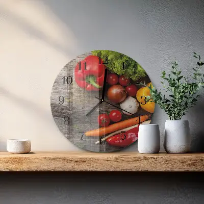 Wandklok glas decoratie rond Groenten