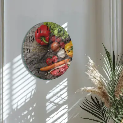 Wandklok glas decoratie rond Groenten