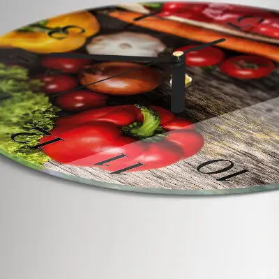 Wandklok glas decoratie rond Groenten