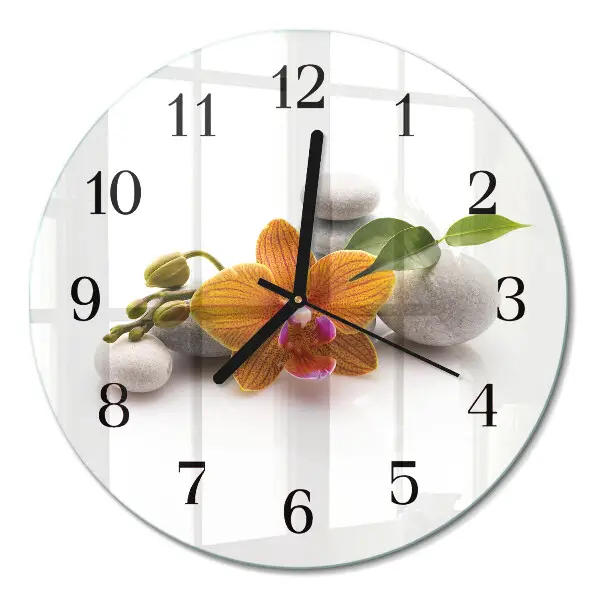Klok glas met opdruk rond Orchidee