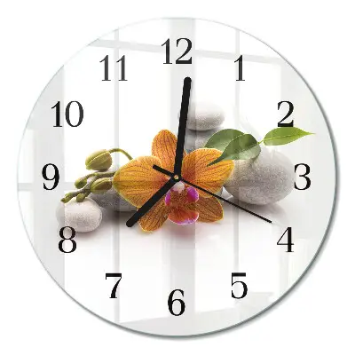 Klok glas met opdruk rond Orchidee