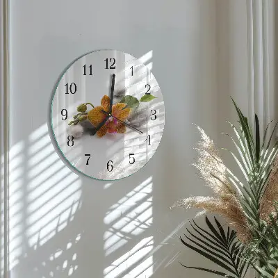 Klok glas met opdruk rond Orchidee