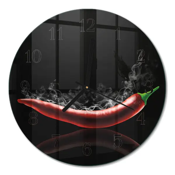 Ronde glas klok Chilipepers