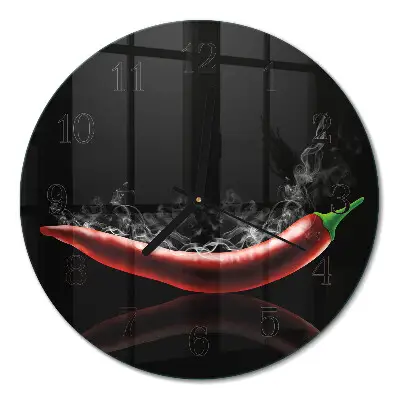 Ronde glas klok Chilipepers