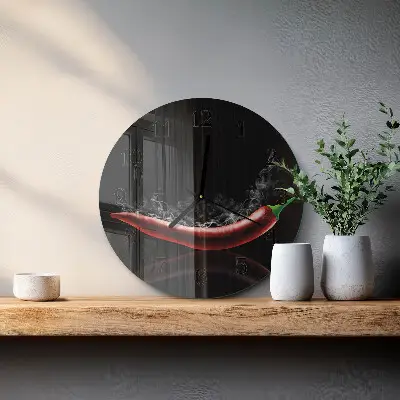 Ronde glas klok Chilipepers