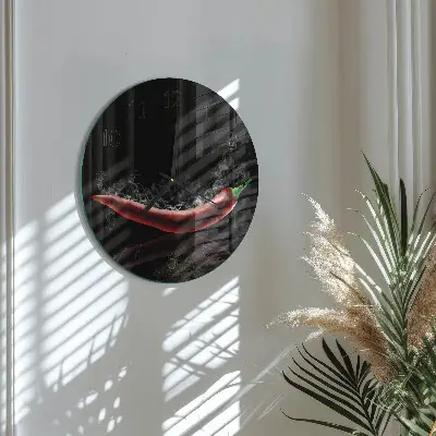 Ronde glas klok Chilipepers