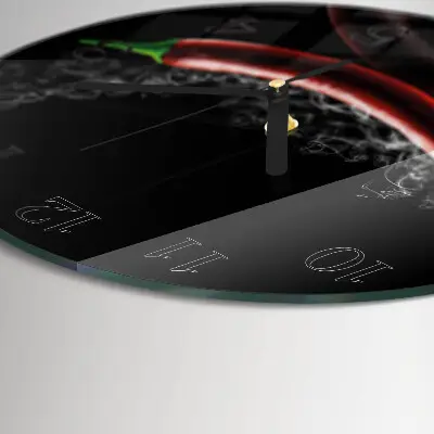 Ronde glas klok Chilipepers