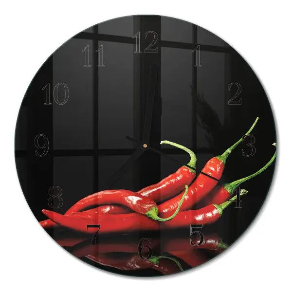 Ronde glas klok Chilipepers
