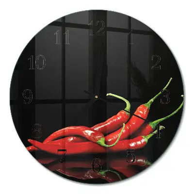 Ronde glas klok Chilipepers