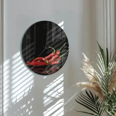 Ronde glas klok Chilipepers