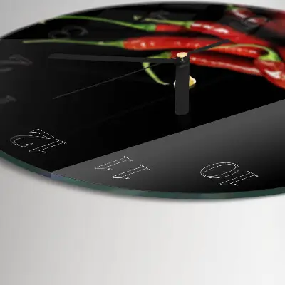 Ronde glas klok Chilipepers