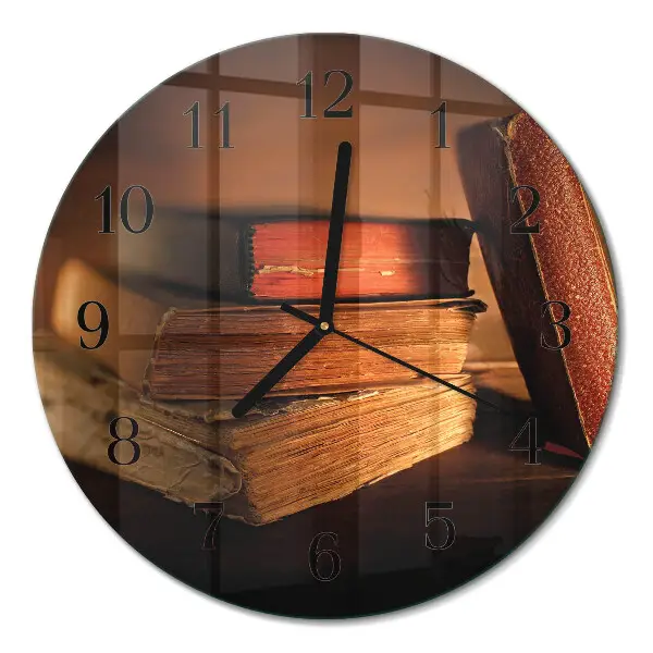 Wandklok glas decoratie rond Boek
