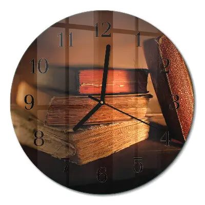 Wandklok glas decoratie rond Boek