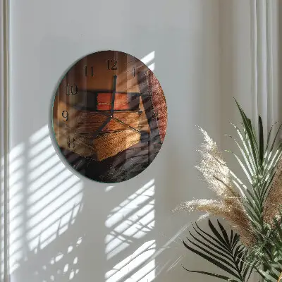 Wandklok glas decoratie rond Boek