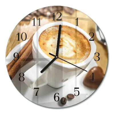 Klok glas met opdruk rond Koffie