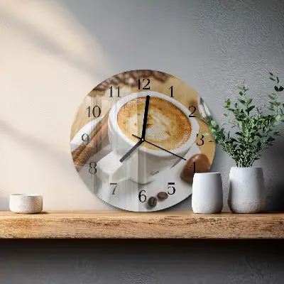 Klok glas met opdruk rond Koffie