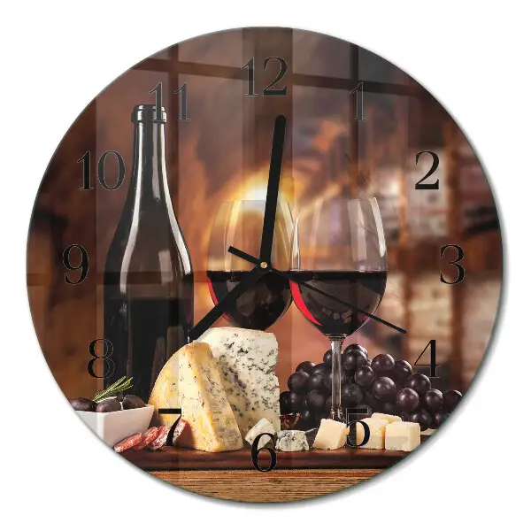 Wandklok glas decoratie rond Wijn