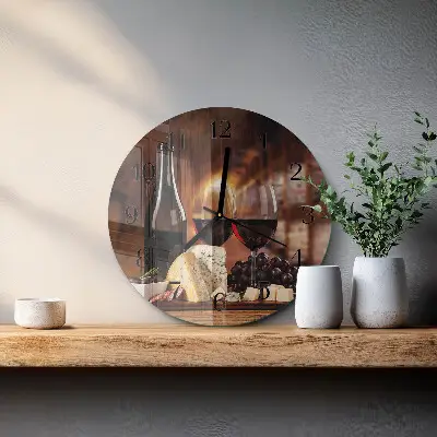 Wandklok glas decoratie rond Wijn