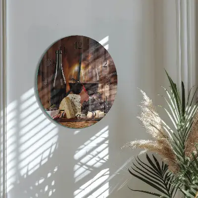 Wandklok glas decoratie rond Wijn