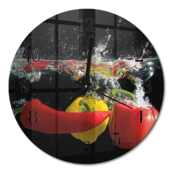 Ronde glas klok Peper