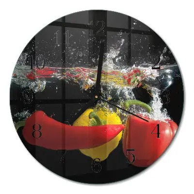 Ronde glas klok Peper
