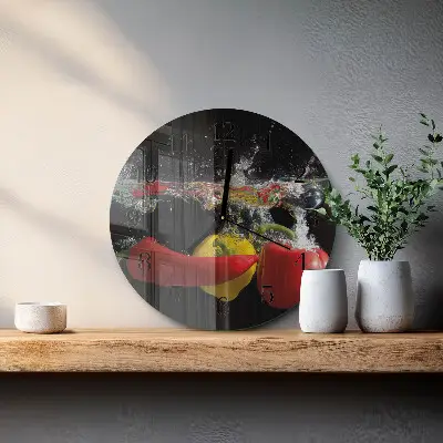 Ronde glas klok Peper