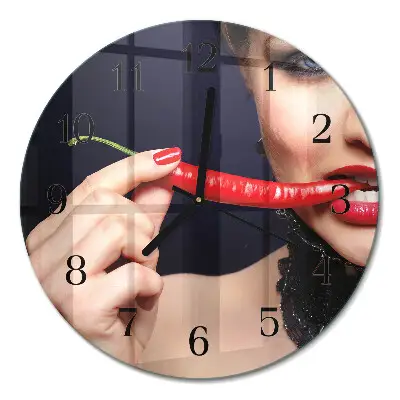Ronde glazen klok Chilipeper