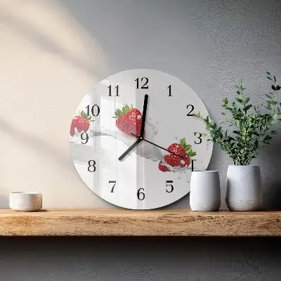 Wandklok glas decoratie rond Aardbei