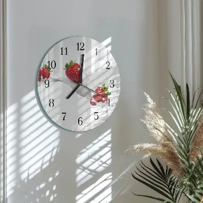 Wandklok glas decoratie rond Aardbei