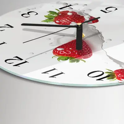 Wandklok glas decoratie rond Aardbei
