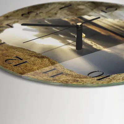 Ronde glazen wandklok Hart in de rots