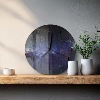 Wandklok glas decoratie rond Melkwegstelsel