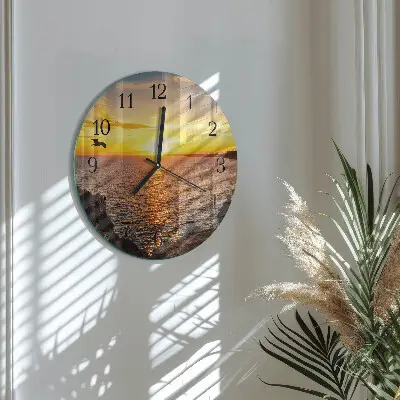Ronde glazen wandklok Zonsondergang