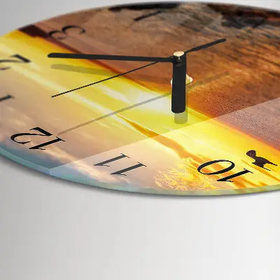 Ronde glazen wandklok Zonsondergang