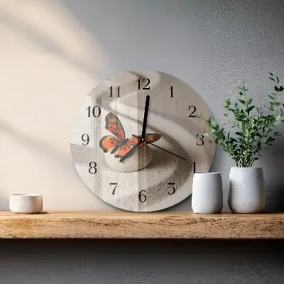 Klok glas met opdruk rond Vlinder