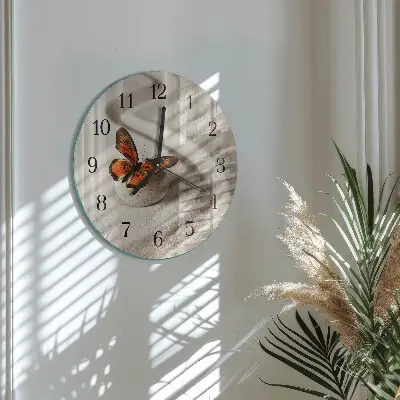 Klok glas met opdruk rond Vlinder