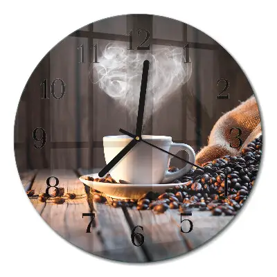 Ronde glas klok Liefde voor koffie